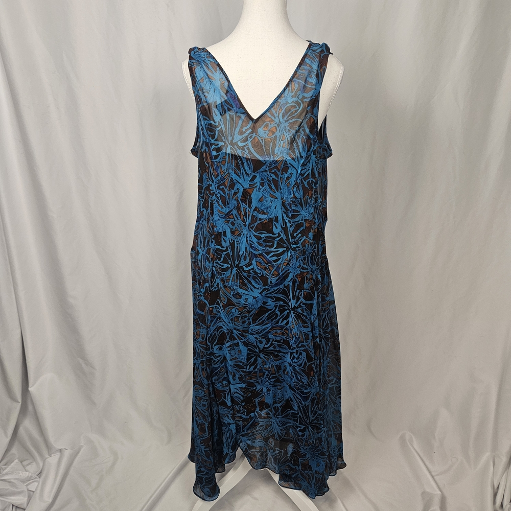 Robbie Bee Vintage 18W Beaded Whimsigoth Ruffle Midi Blue Dress with Shawl - Picture 7 of 8